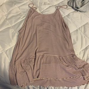 aeo purple/cream peplum striped tank top
